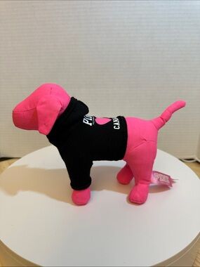 PINK Victoria's Secret Black & Hot Pink Dog plush